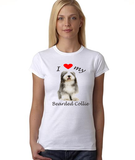 Dogs - I Heart My Bearded Collie on Womans Shirt